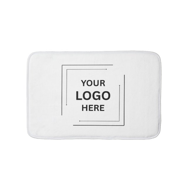 Business Logo | Minimalist Professional White Bath Bath Mat (Front)