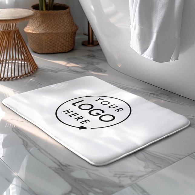 Business Logo Minimalist Professional White Bath Mat (Creator Uploaded)