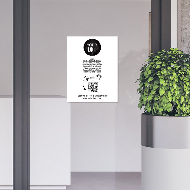 Business Logo Minimalist QR Code Sign (Business add your logo sign.)