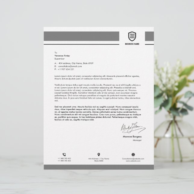 Business Logo | Minimalist Simple Clean Custom Letterhead (Standing Front)