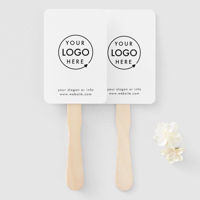 Business Logo | Minimalist Simple Clean White Hand Fan (Front and Back)