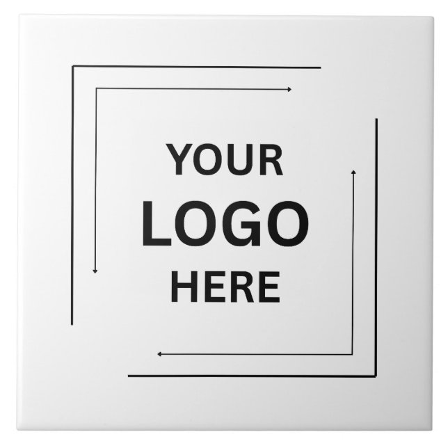Business Logo | Minimalist Simple Plain White  Ceramic Tile (Front)