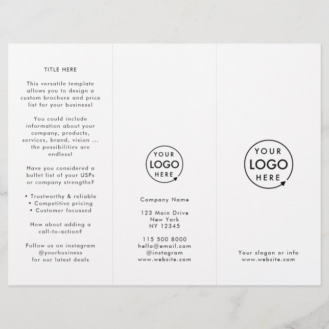 Business Logo Minimalist Simple Trifold Brochure (Front)