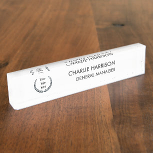 Business Logo Modern Black Company Office Nameplate