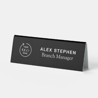 Business Logo | Modern Black Desk Name Plate 