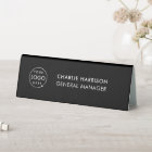 Business Logo | Modern Black Desk Name Plate