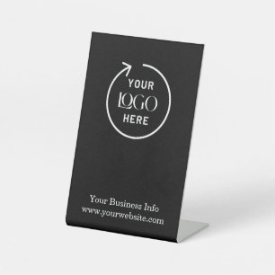 Business Logo   Modern Black Professional Branded  Pedestal Sign