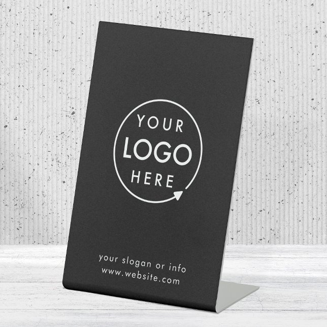 Business Logo | Modern Black Professional Branded Pedestal Sign (Creator Uploaded)