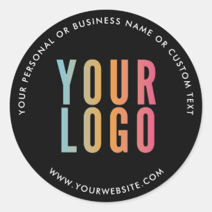 Business Logo Modern Black Round Stickers