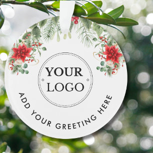Business Logo Modern Branded Christmas Greenery Ornament