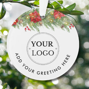Business Logo Modern Branded Christmas Greenery Ornament