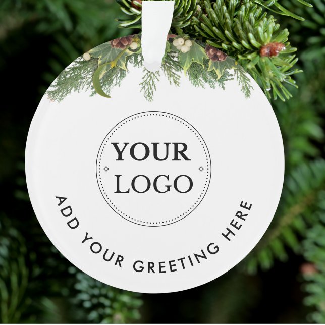 Business Logo Modern Branded Christmas Greenery  Ornament (Creator Uploaded)