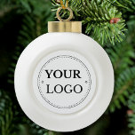 Business Logo Modern Ceramic Ball Christmas Ornament<br><div class="desc">Add your corporate logo to this simple round Christmas ornament in a modern minimalist style. Perfect holiday promotional favour.  Easy to customise. Get yours today!</div>