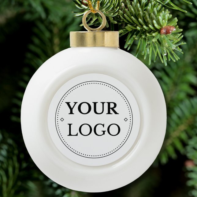 Business Logo Modern Ceramic Ball Christmas Ornament (Creator Uploaded)
