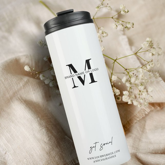 Business Logo Modern Company Branded Simple Thermal Tumbler (Promote your business with this company logo tumbler)