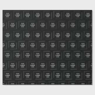 Business Logo | Modern Corporate Company Black Wrapping Paper