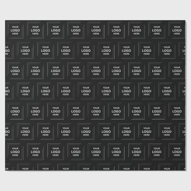 Business Logo | Modern Corporate Company Black Wrapping Paper (Flat)