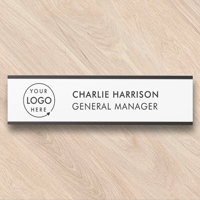 Business Logo | Modern Custom Employee Staff Door Sign (Custom company branded nameplate door or desk signs for small business employee & office signage.)