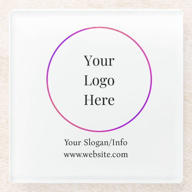 Business Logo Modern Customisable Templates Glass Coaster (Front)