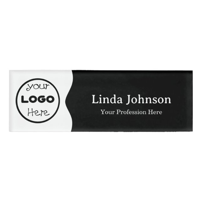 Business Logo Modern Elegance Employee Name Tag (Front)