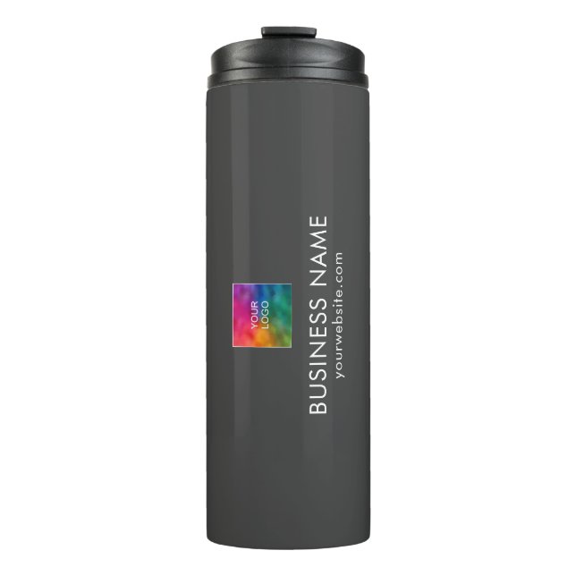 Business Logo Modern Elegant Top Custom Template Thermal Tumbler (Front)