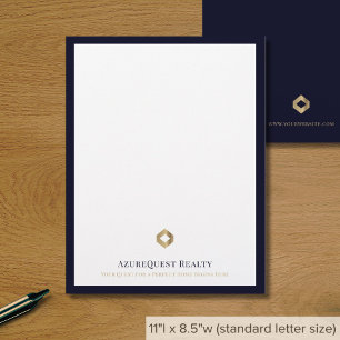 Business Logo Modern Luxury Navy Border Custom Letterhead