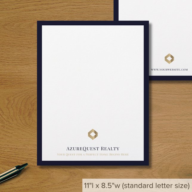 Business Logo Modern Luxury Navy Border Custom Letterhead (Creator Uploaded)