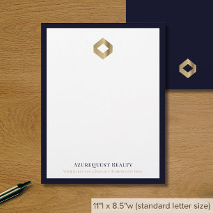 Business Logo Modern Luxury Navy Border Custom Letterhead
