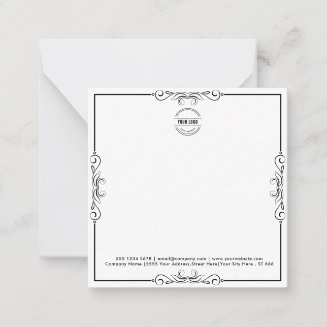 Business Logo | Modern Minimalist Black Border Let Card (Front)