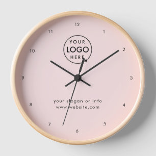Business Logo   Modern Minimalist Blush Pink  Clock