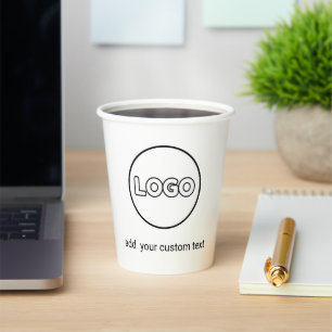 Business Logo Modern Minimalist Clean Simple White Paper Cups