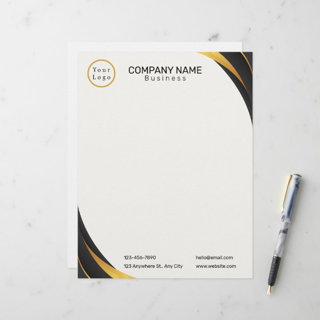 Business Logo Modern Professional Custom Letterhead (Front/Back In Situ)