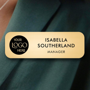 Business Logo Modern Professional Employee Gold Name Tag