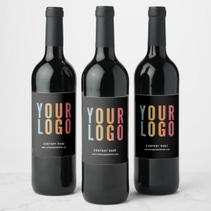 Business Logo Modern Promotional Black Wine Label
