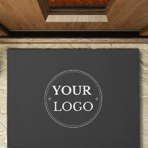 Business Logo Modern Promotional Charcoal Black Doormat