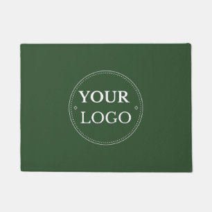 Business Logo Modern Promotional Forest Green Doormat