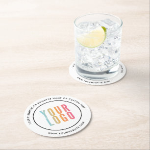 Business Logo Modern Promotional White Round Paper Coaster