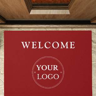 Business Logo Modern Red Promotional Doormat