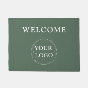 Business Logo Modern Sage Green Promotional  Doormat