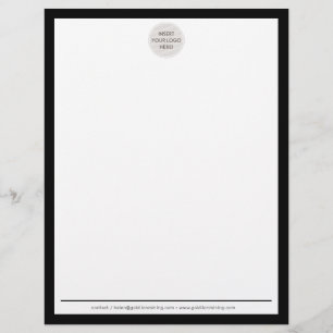BUSINESS LOGO modern simple border black white Custom Letterhead