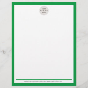 BUSINESS LOGO modern simple border kelly green Custom Letterhead