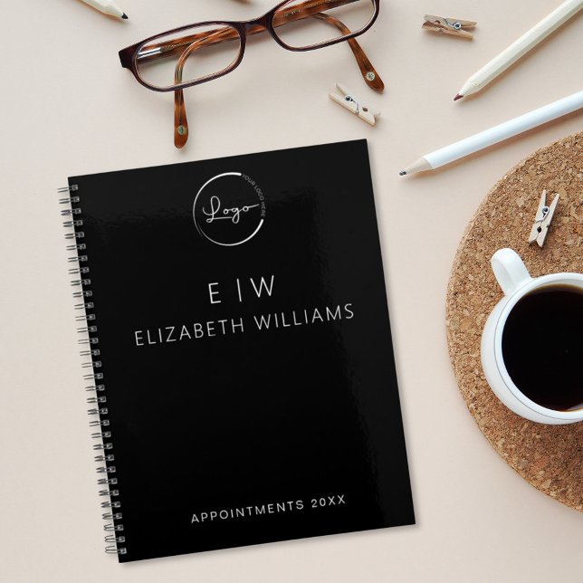 Business Logo Monogram Initials Black 2024 Planner (Creator Uploaded)