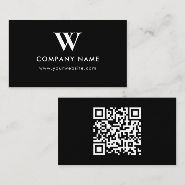 Business Logo Monogram Scannable Website Card (Front/Back)