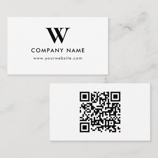 Business Logo Monogram Scannable Website Card (Front/Back)