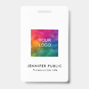 Business Logo Name And Title QR Code Template ID Badge