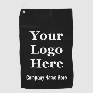 Business Logo Name Black and White Branded Golf Towel