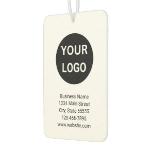 Business Logo Name Contact Info. Black and White Car Air Freshener