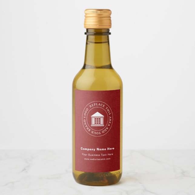 Business Logo Name Custom Mini Wine Bottle Label (Front)