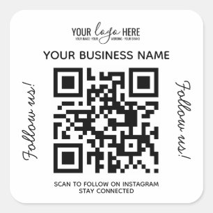 Business Logo Name QR Code Instagram Square Sticker
