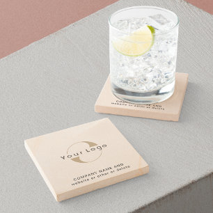 Business logo name Simple minimalist Sandstone Sto Stone Coaster